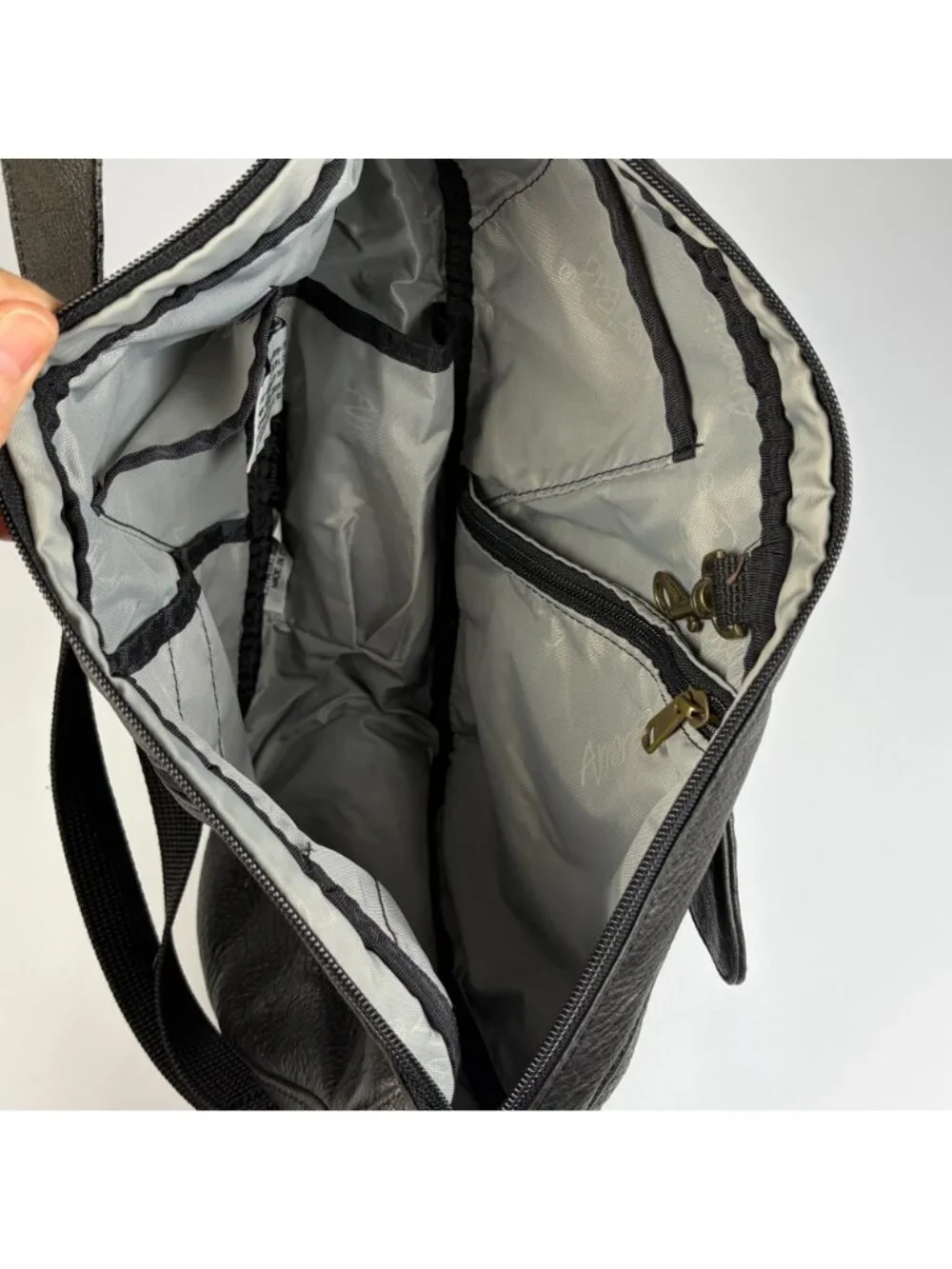 LL Bean Ameribag Black Leather Healthy Back Sling Backpack Crossbody Travel VTG